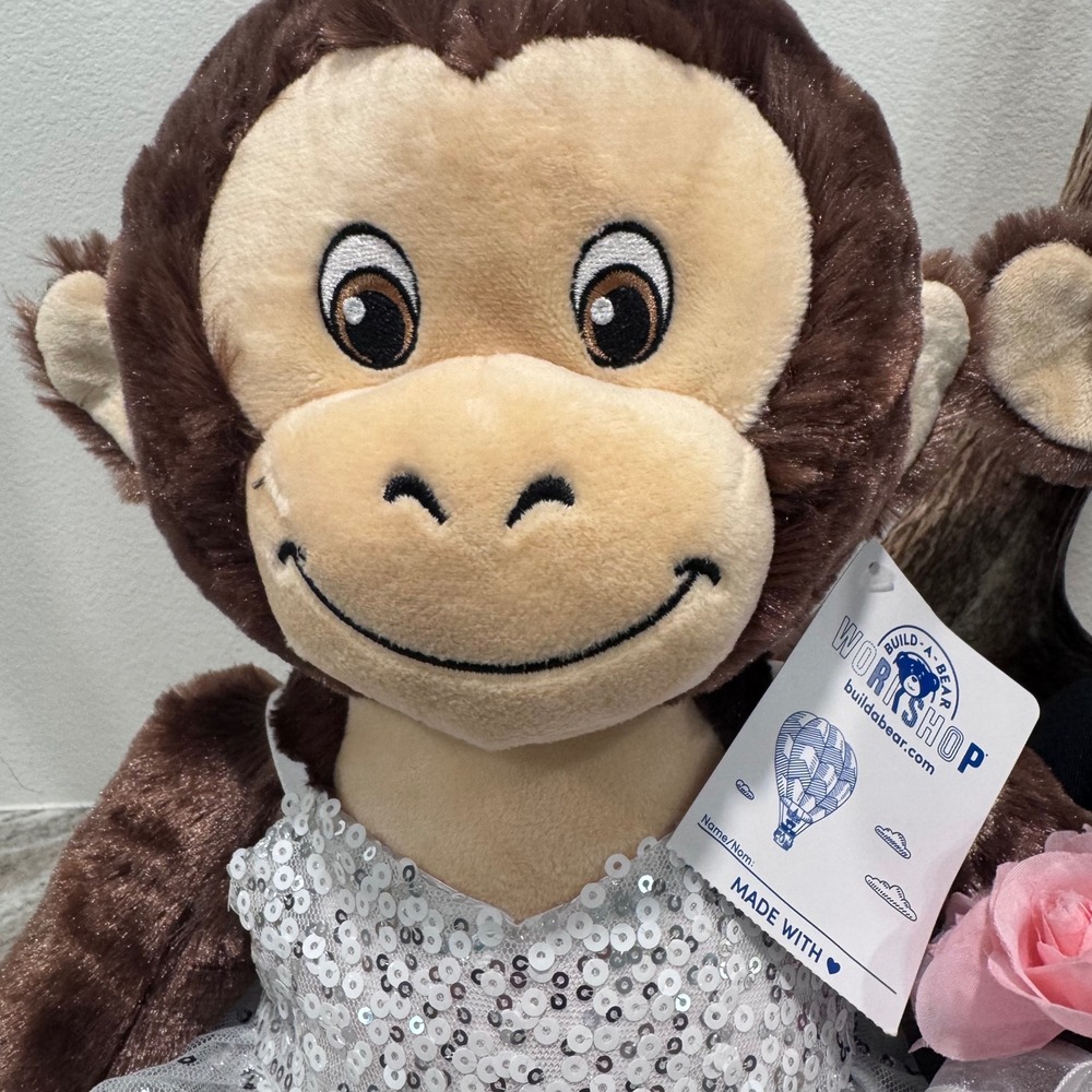 Build-A-Bear Workshop Wedding Monkey Bride and Groom Plush Set NWT 16 inch - Picture 2 of 7